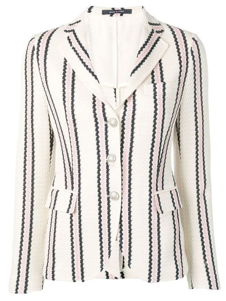 Tagliatore stripe print single-breasted blazer - White