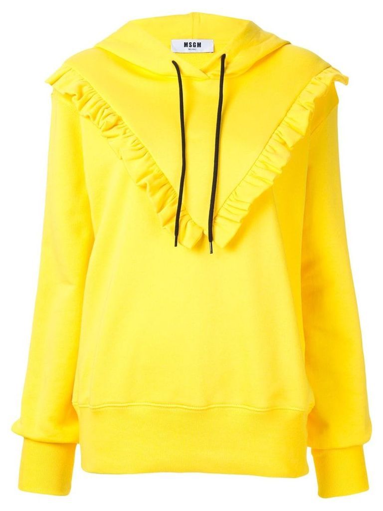 MSGM ruffle detail hoodie - Yellow