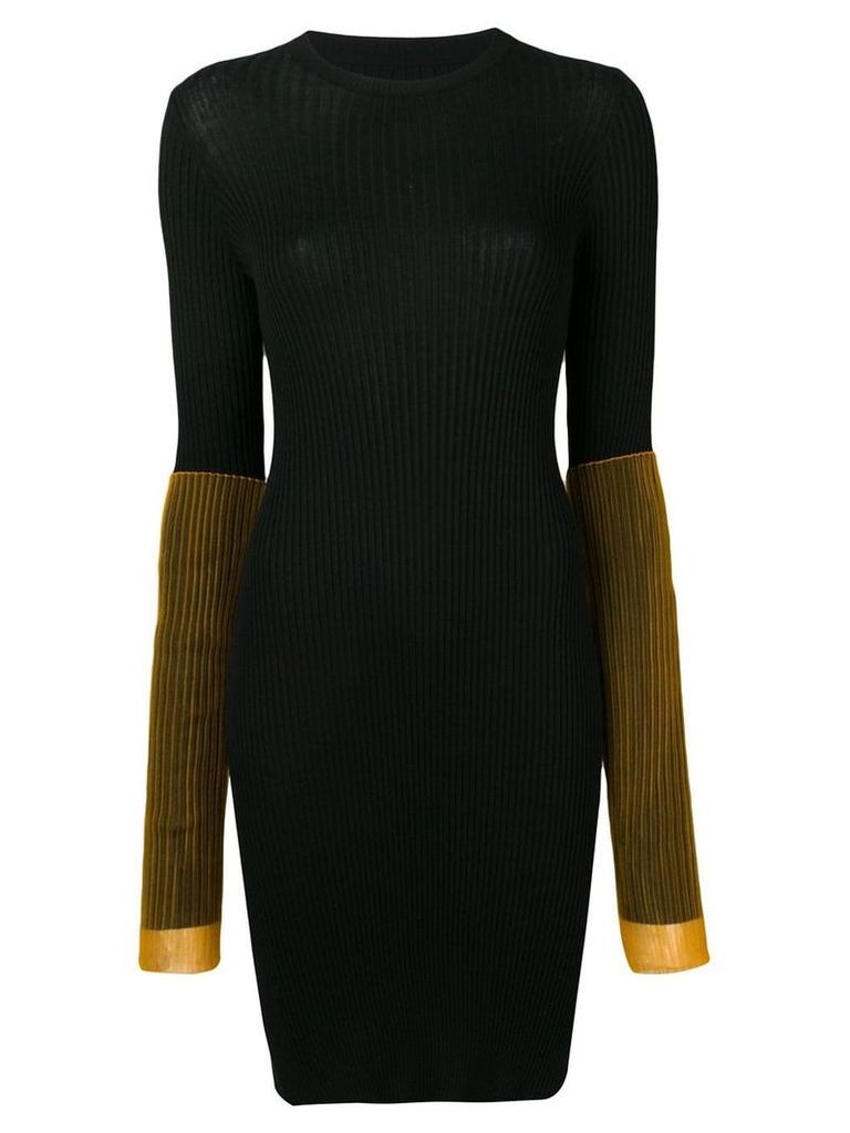 Maison Margiela contrast sleeve rib knit mini dress - Black