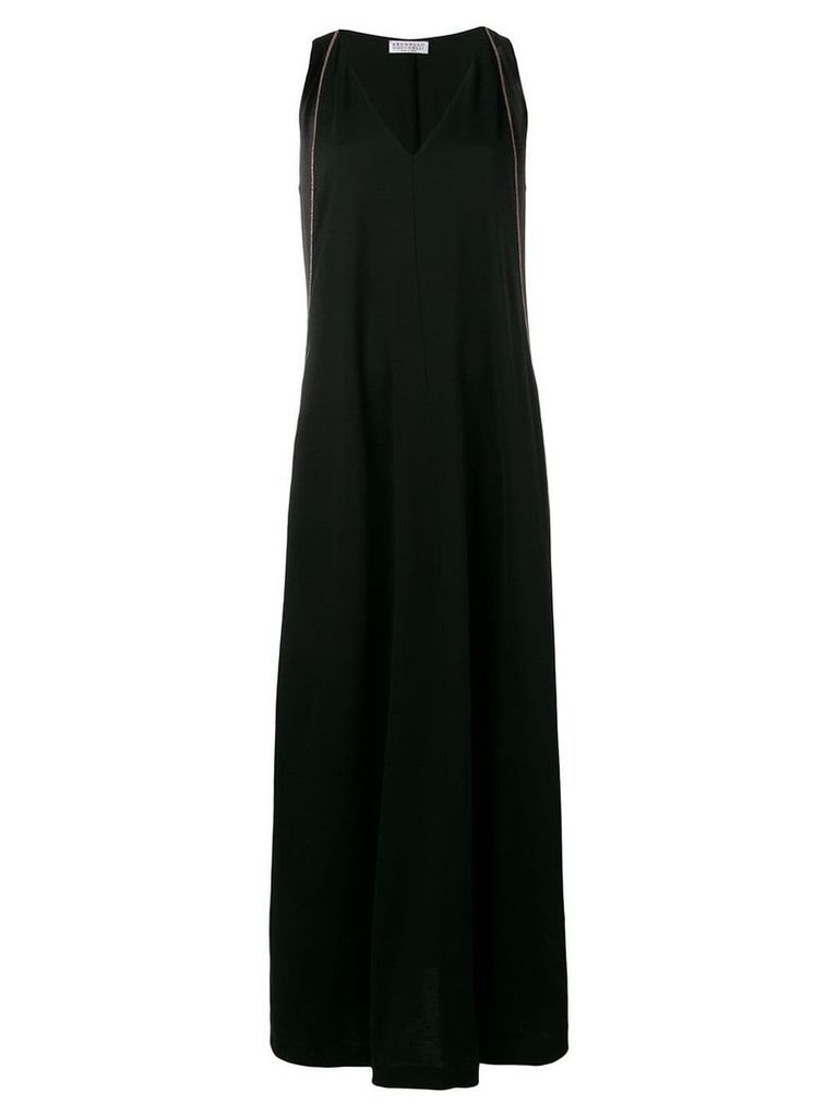 Brunello Cucinelli contrast side maxi dress - Black