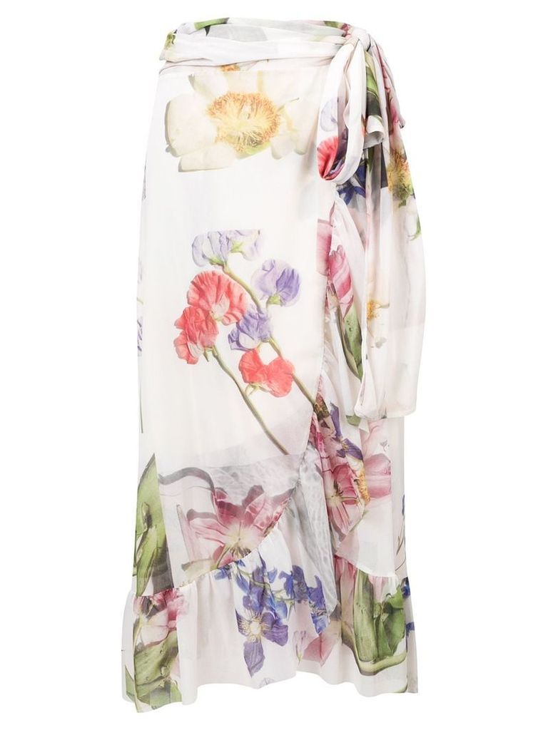 GANNI floral wrap skirt - White