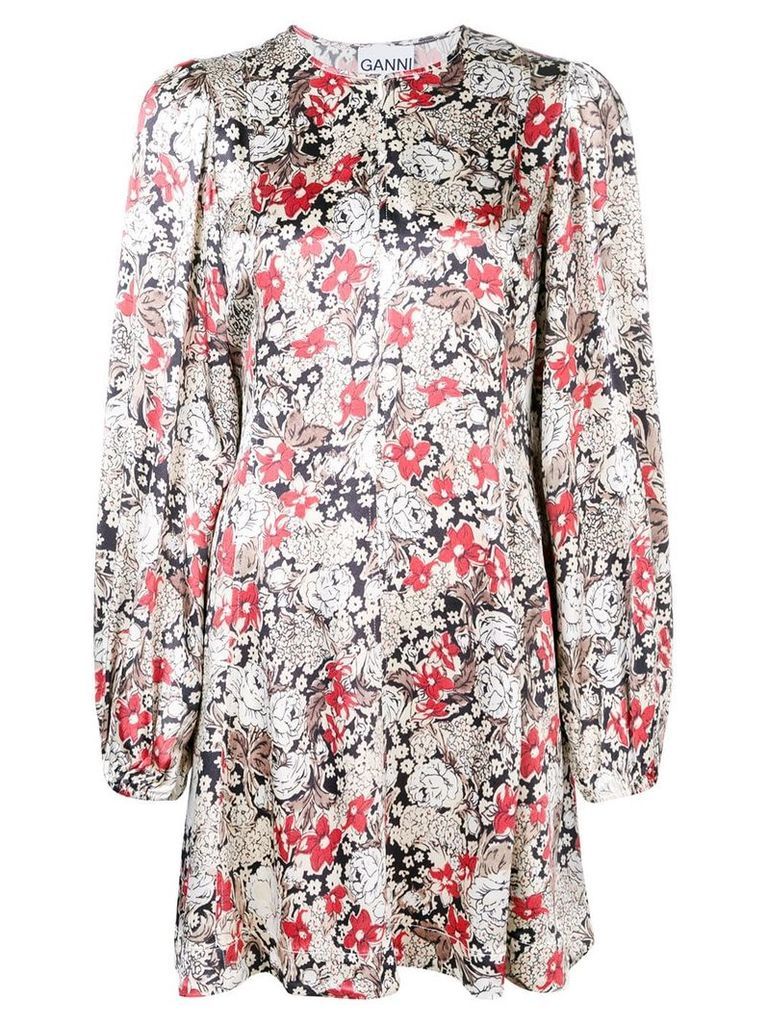 Ganni floral mini dress - NEUTRALS