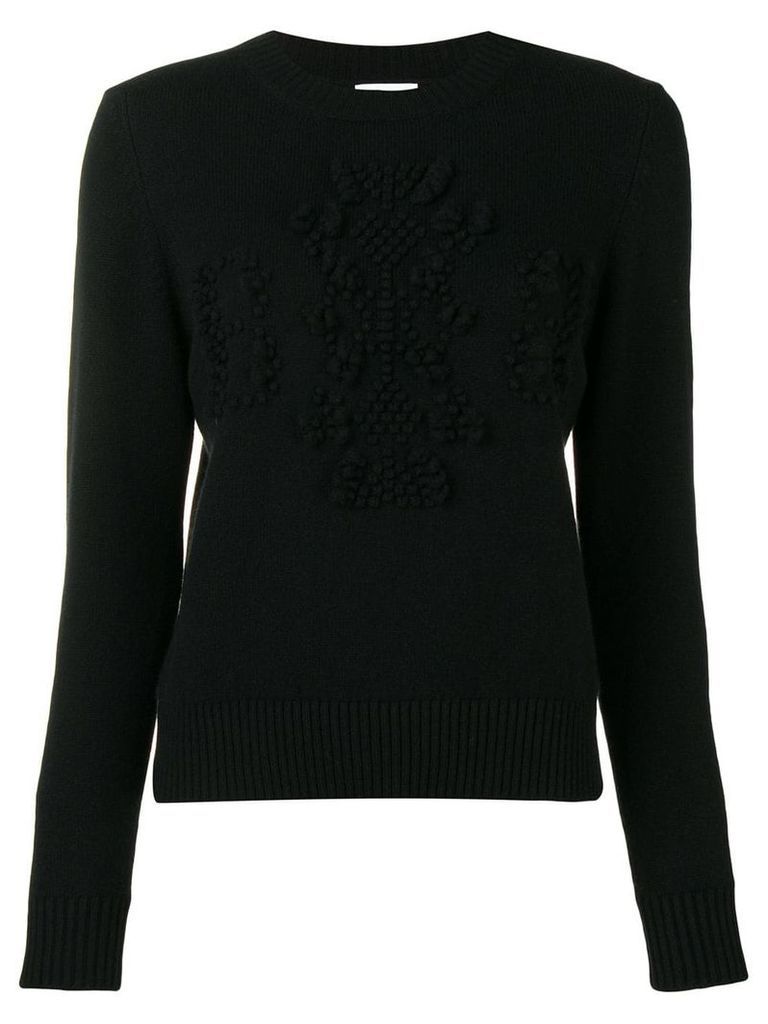 Barrie cashmere embroidered logo sweater - Black