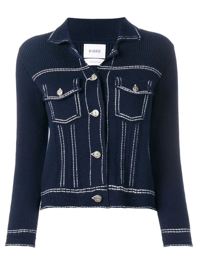 Barrie denim style knitted cardigan - Blue