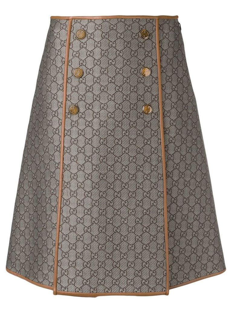 Gucci GG pattern a-line skirt - Brown