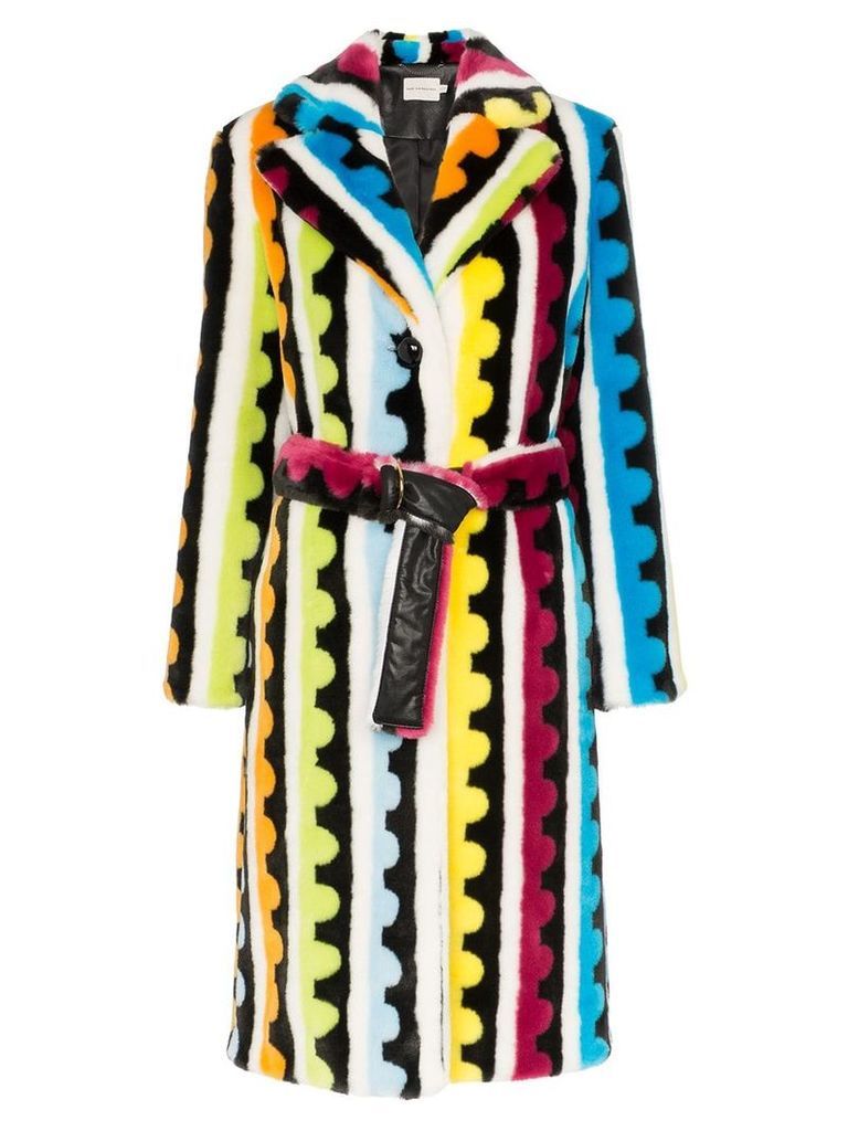 Mary Katrantzou stokes striped faux fur coat - MULTICOLOURED