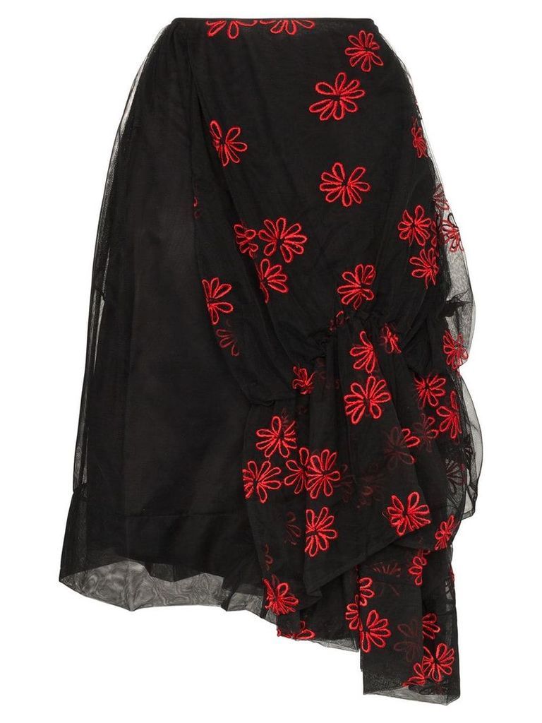 Simone Rocha Tulle floral embroidered skirt - Black