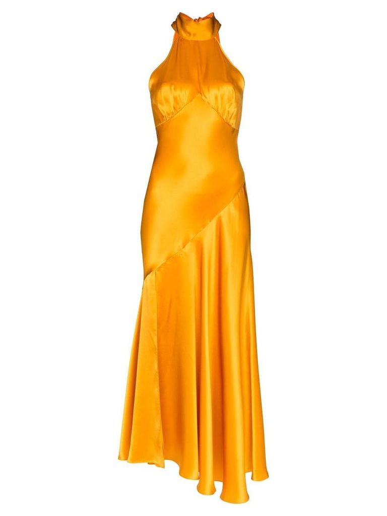 De La Vali Vivienne halterneck silk-satin dress - Yellow
