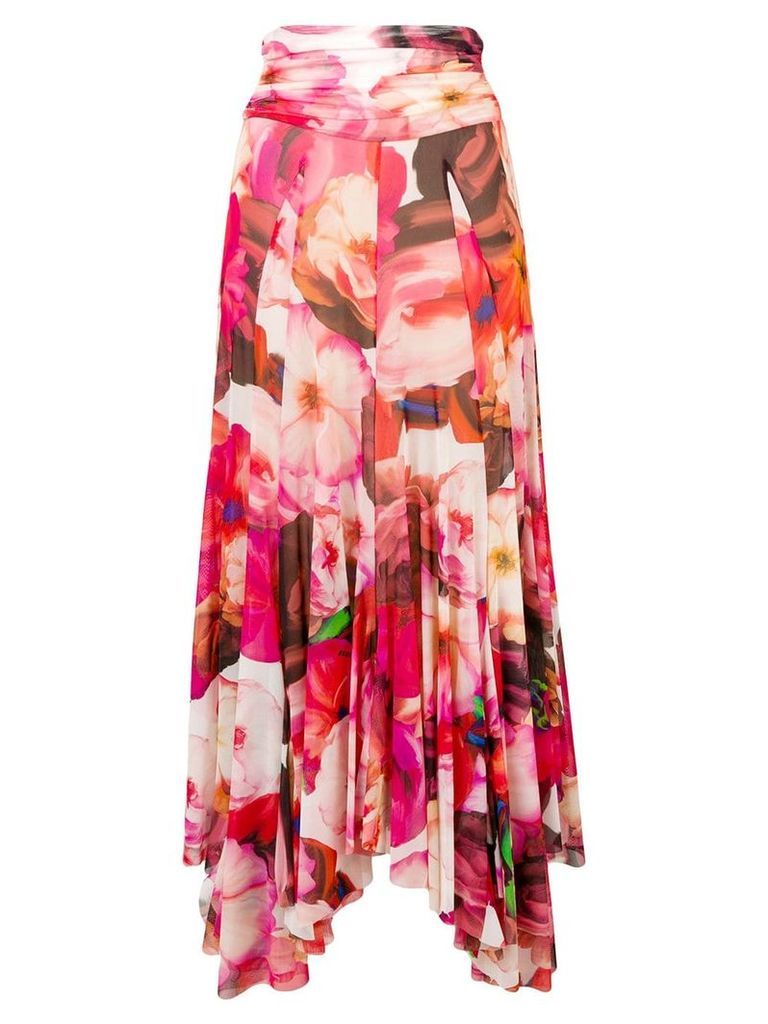MSGM pleated floral skirt - PINK