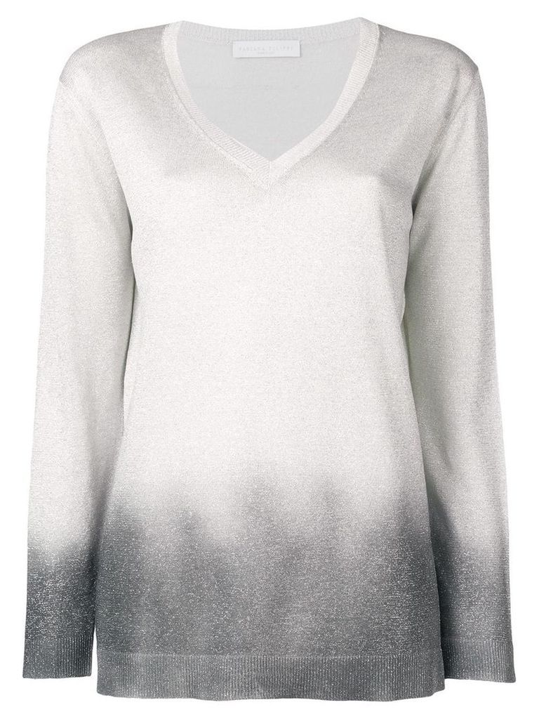 Fabiana Filippi lamé V-neck sweater - Silver