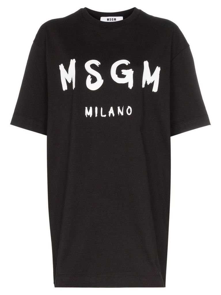 MSGM Logo print oversized cotton T-shirt - Black