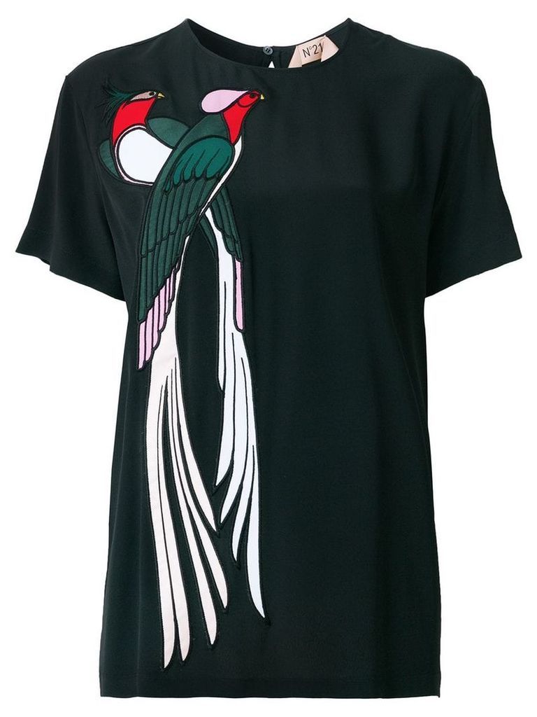 Nº21 bird appliqué blouse - Black