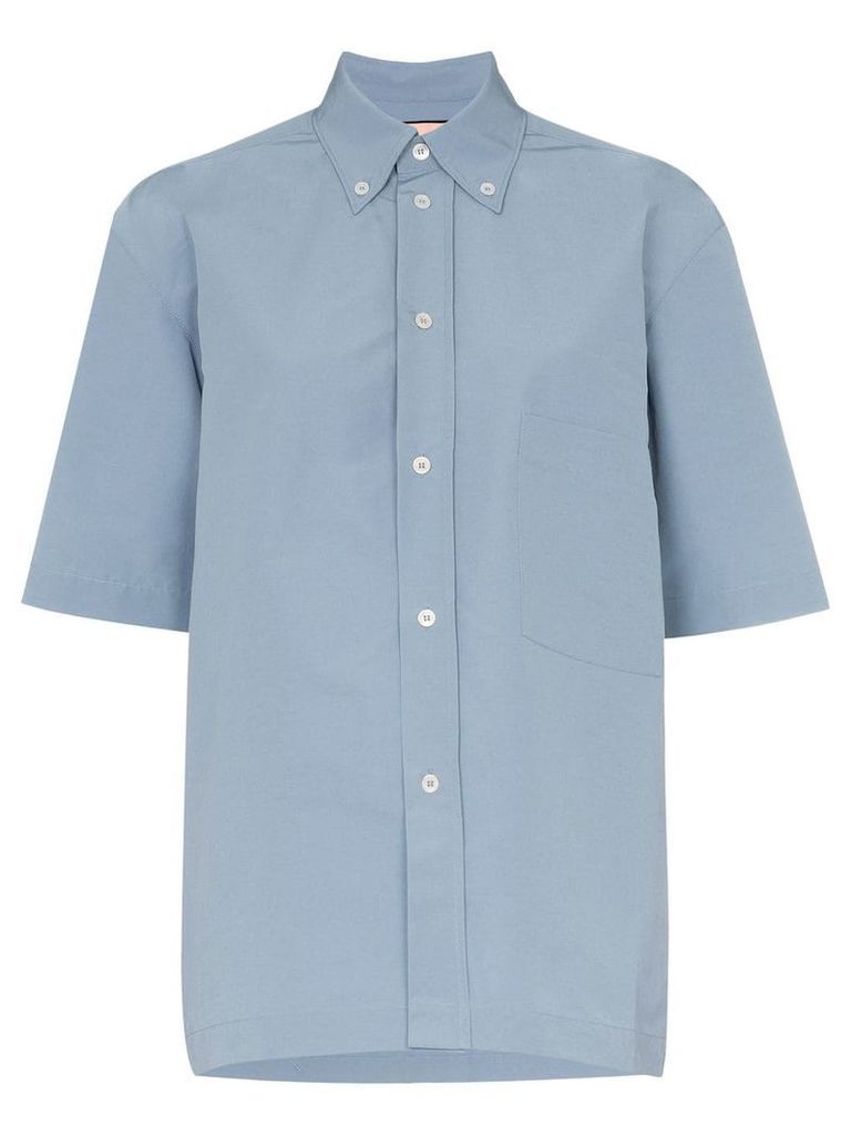 Plan C Short sleeved button down shirt - Blue