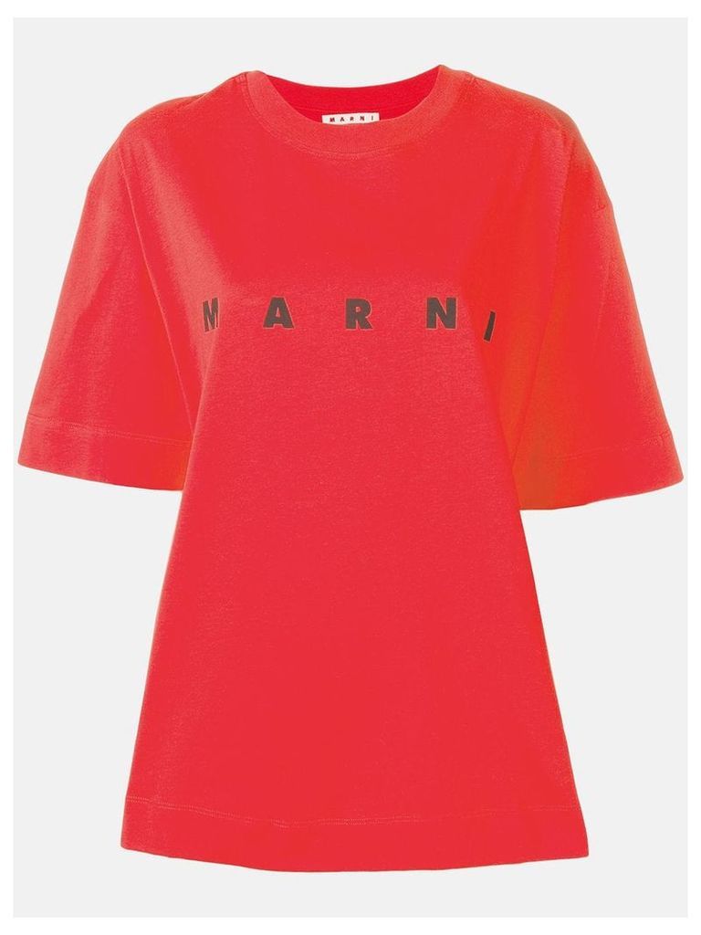 Marni oversized logo print T-shirt - Red