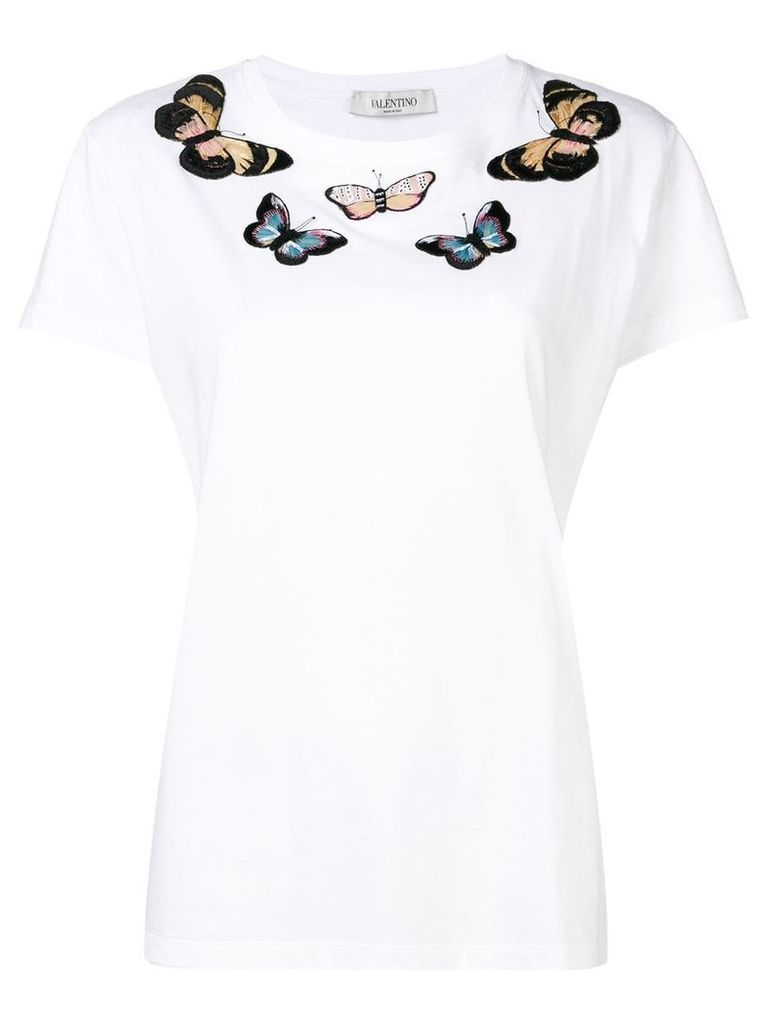 Valentino embroidered butterflies T-shirt - White