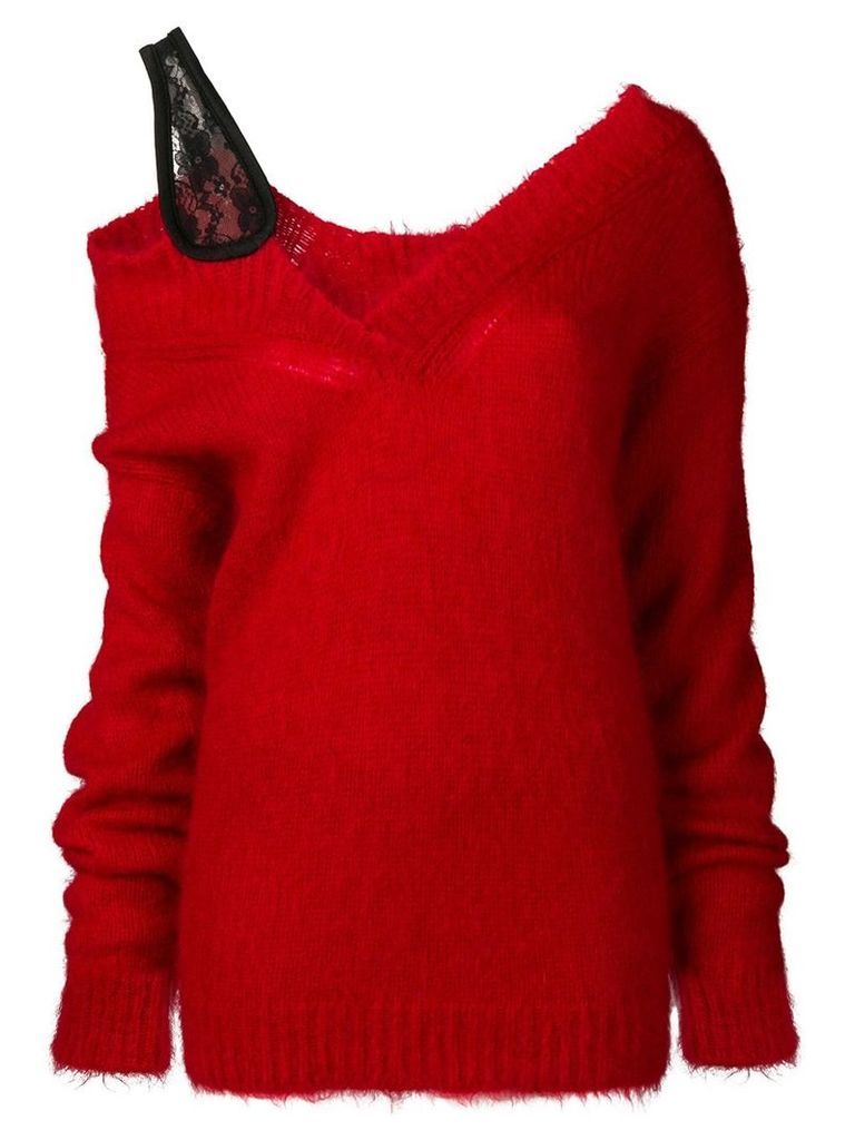Christopher Kane v neck mohair sweater - Red