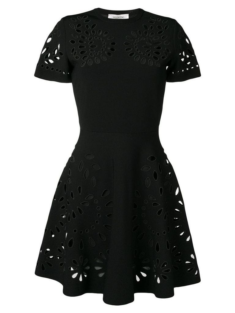 Valentino cut work embroidered dress - Black