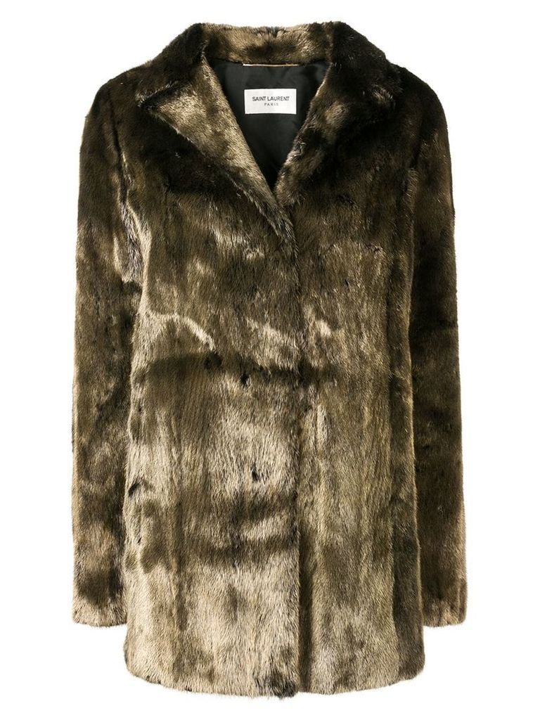 Saint Laurent metallic mink fur coat - Green