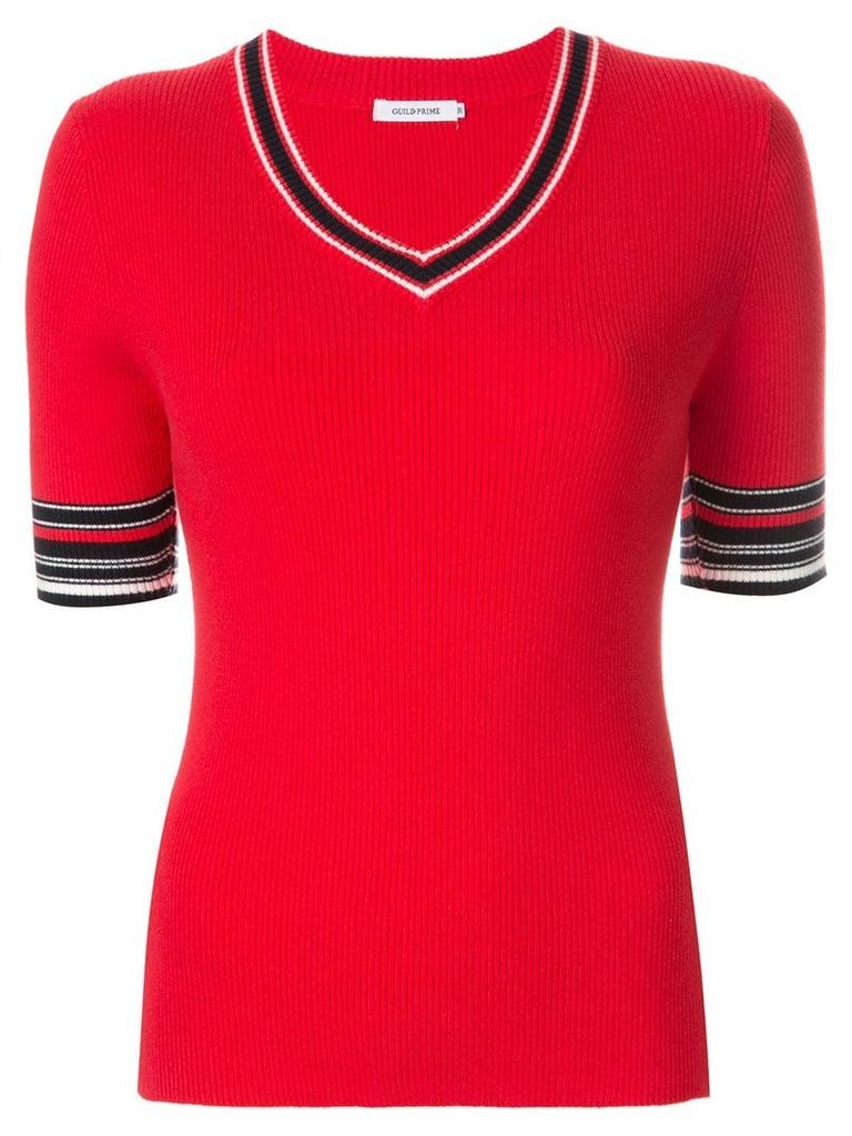 Guild Prime contrast short-sleeve sweater - Red