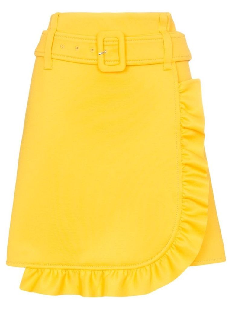 Prada belted ruffle detail skirt - Yellow