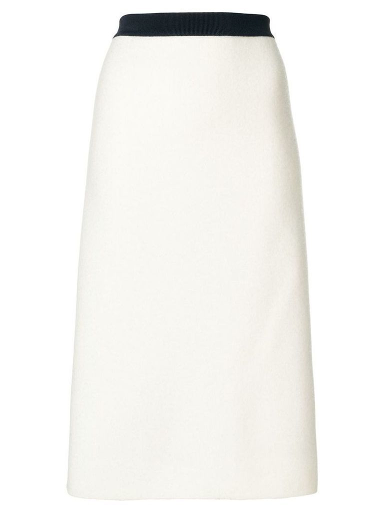Thom Browne Vertical Stripe Wool Pencil Skirt - White