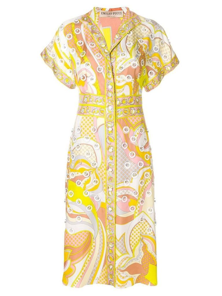 Emilio Pucci embellished printed midi shirt dress - Multicolour