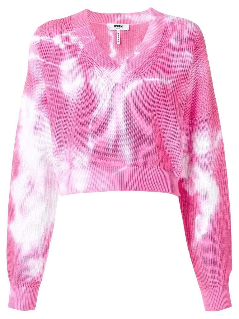 MSGM cropped V-neck sweatshirt - Pink
