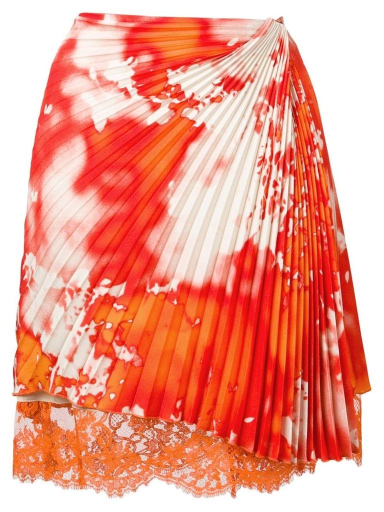 MSGM asymmetric pleated skirt - ORANGE