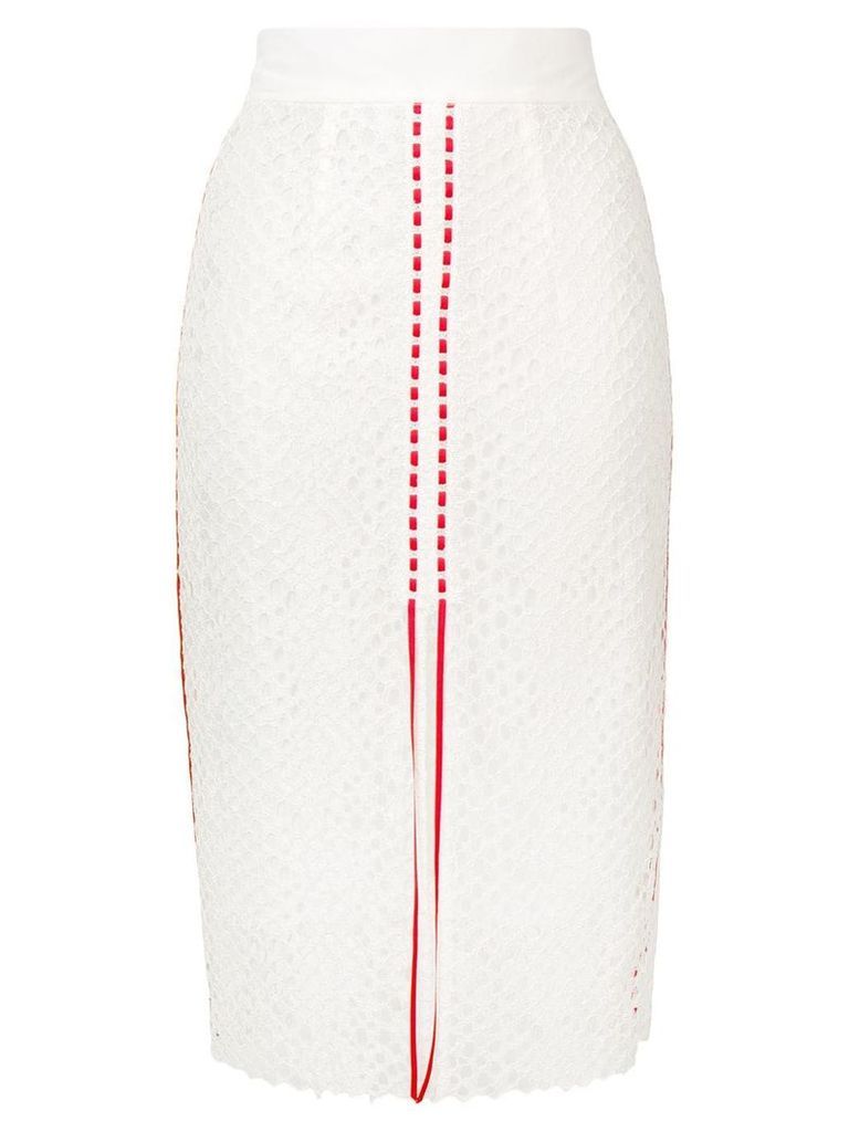 Pinko stripe details lace skirt - White