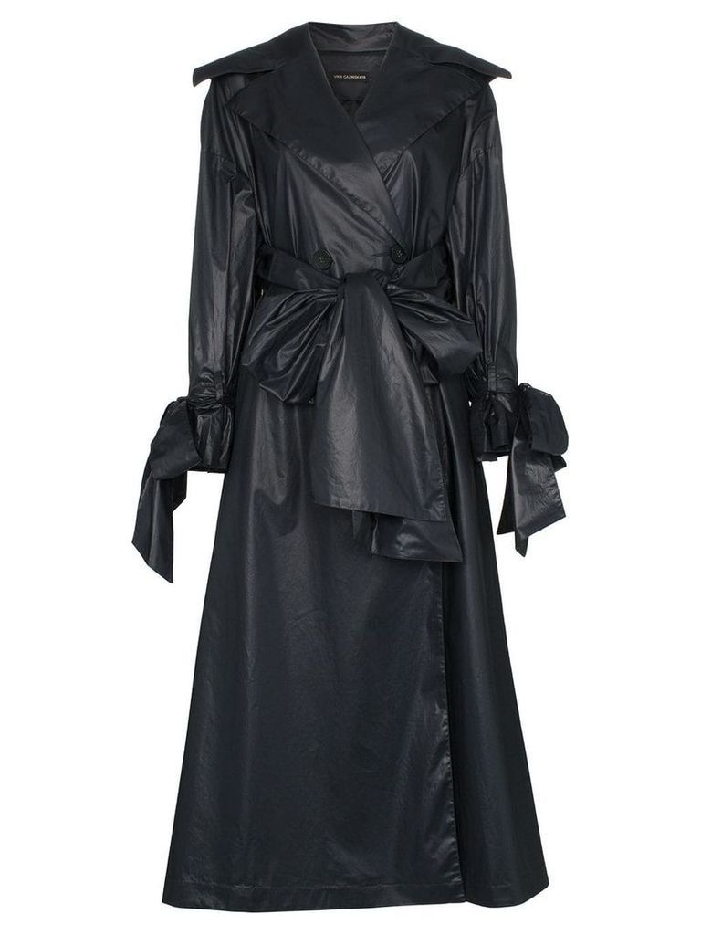 Vika Gazinskaya bow detail cotton trench coat - Black
