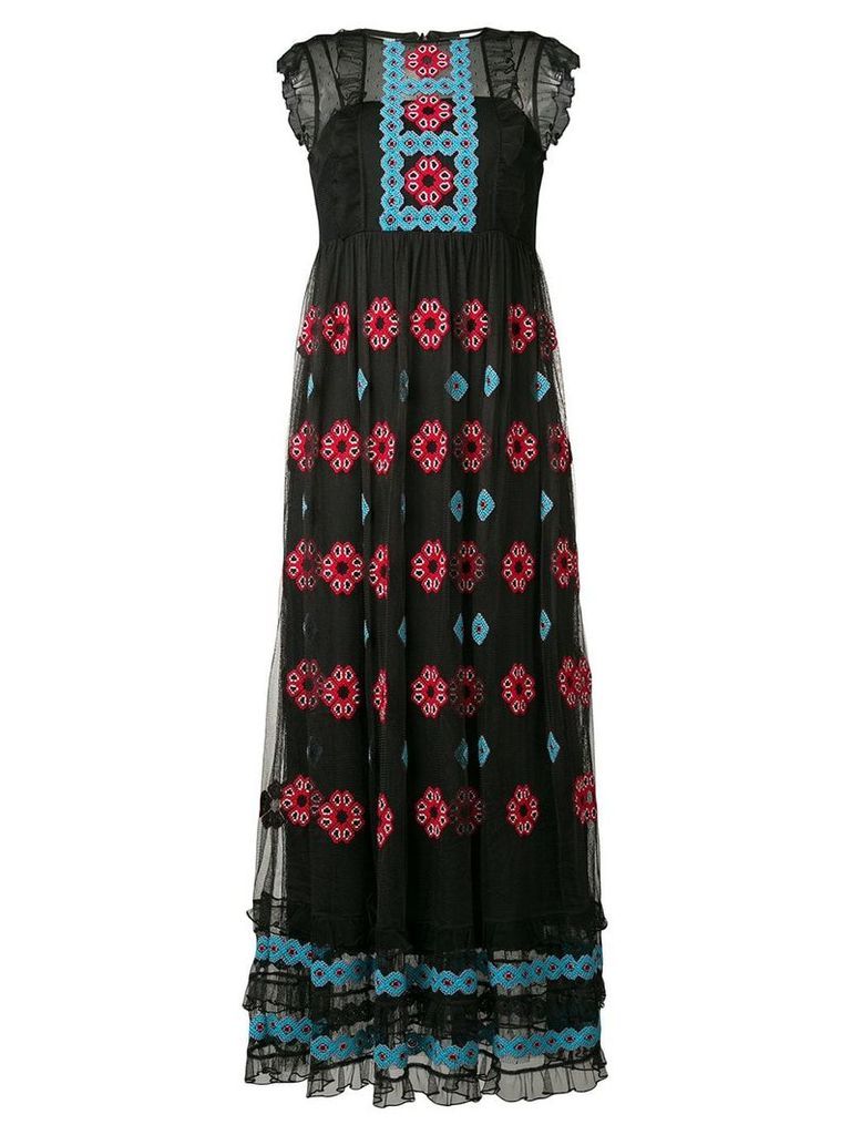 Red Valentino embroidered mesh maxi dress - Black
