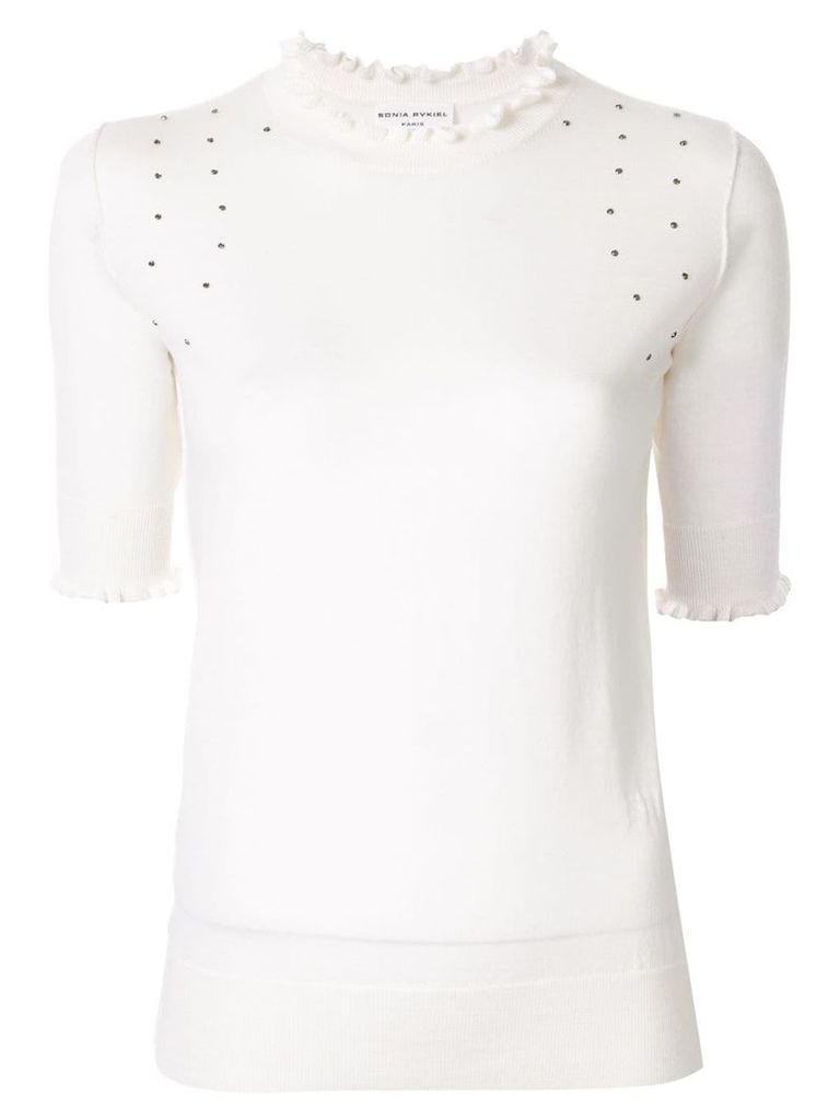 Sonia Rykiel knitted ruffled top - White
