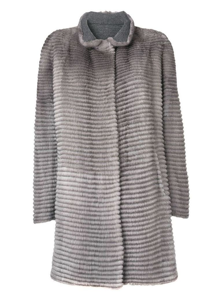 Liska striped textured coat - Grey