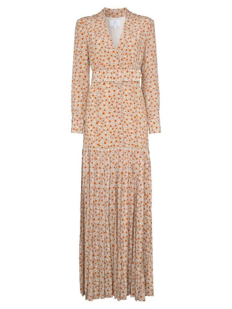 Rebecca De Ravenel daisy print silk maxi dress - Brown