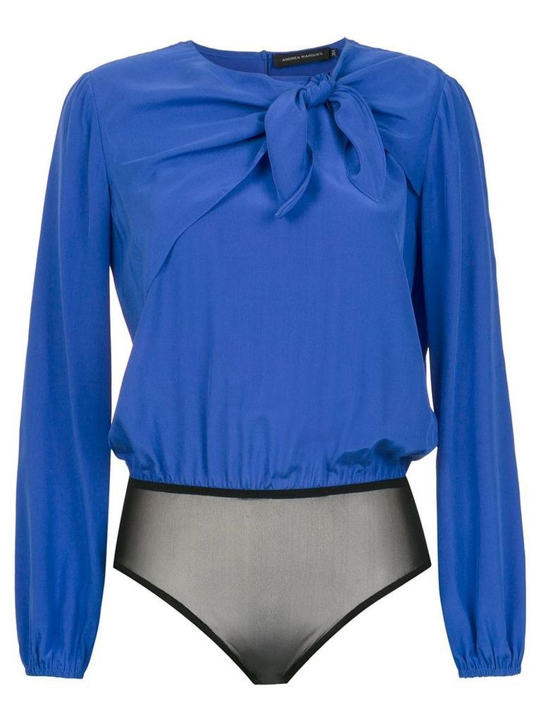 Andrea Marques pussybow silk bodysuit - Blue