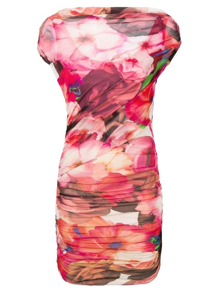 MSGM floral ruched dress - PINK