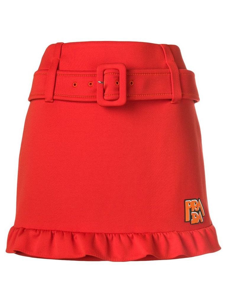 Prada belted mini skirt - ORANGE