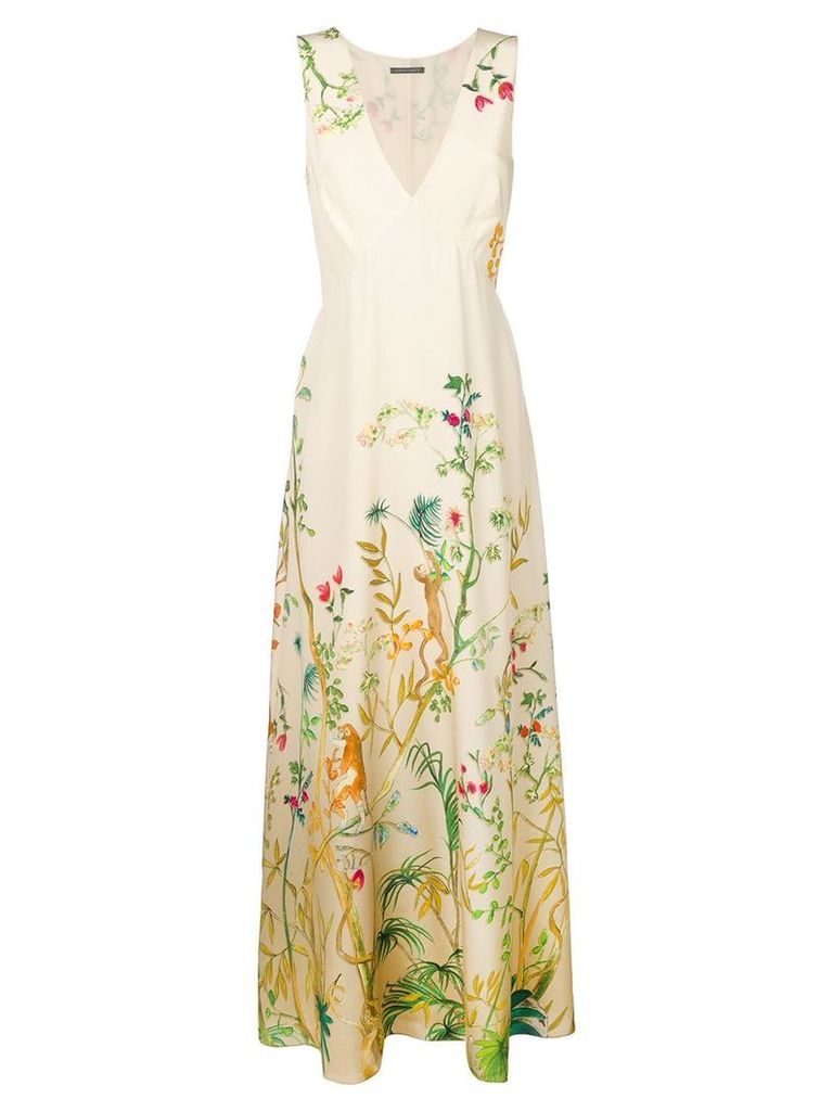Alberta Ferretti floral print maxi dress - NEUTRALS