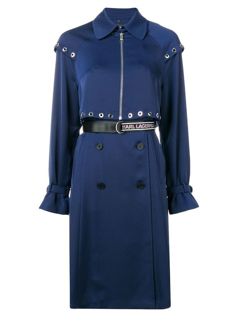 Karl Lagerfeld Transformer pleated trench coat - Blue