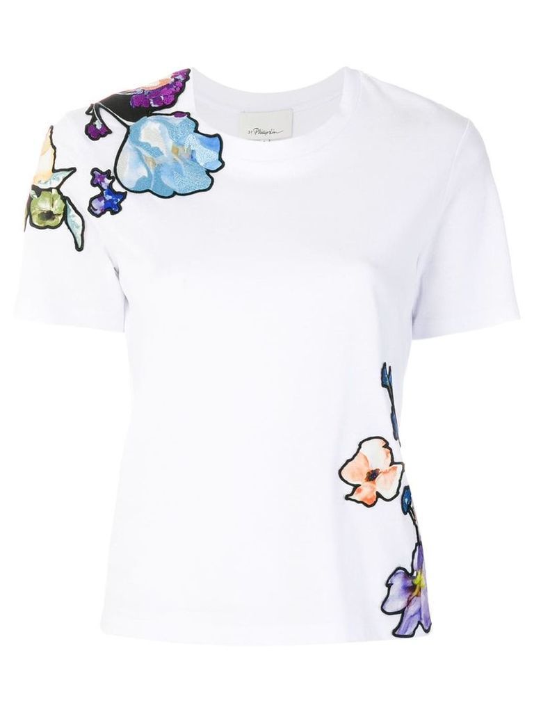 3.1 Phillip Lim floral-embroidered T-shirt - White