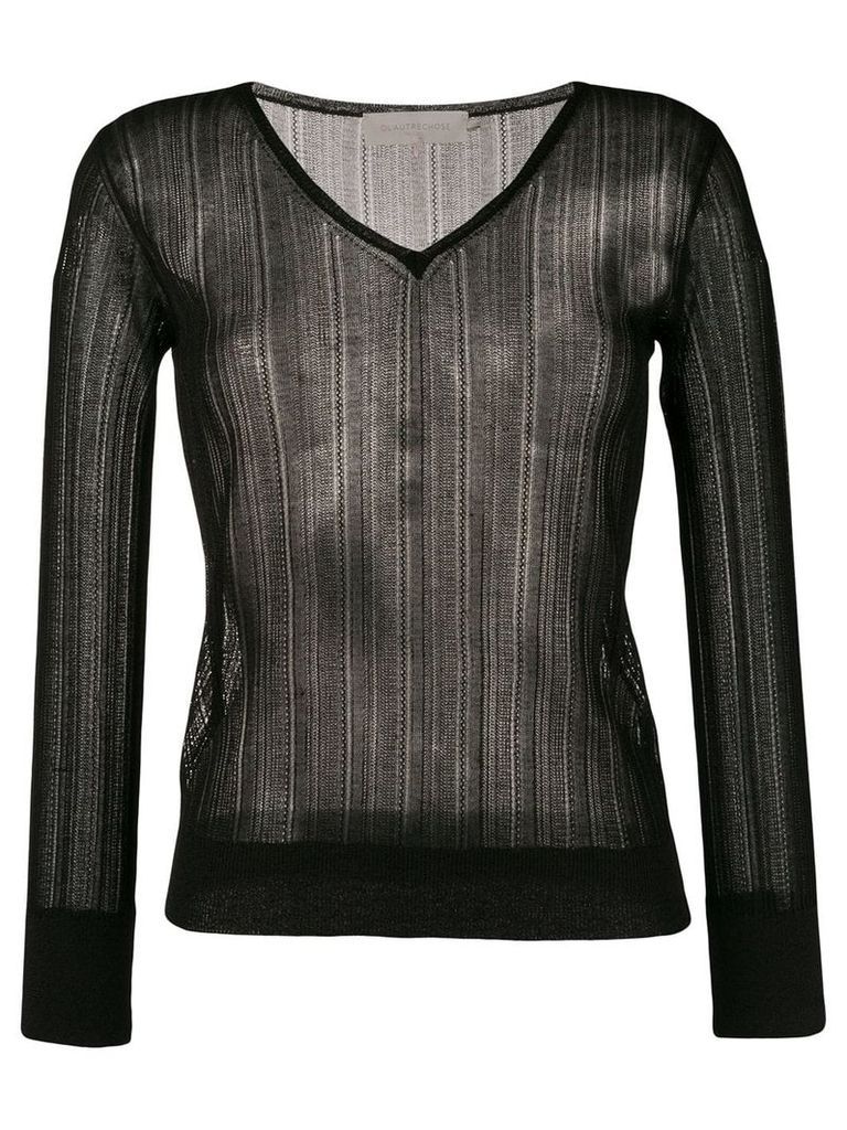 L'Autre Chose lightweight crochet V-neck sweater - Black