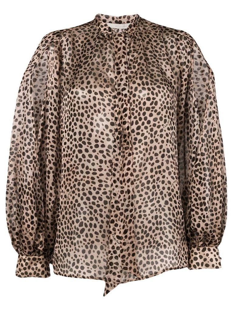 L'Autre Chose leopard print pussy bow blouse - Brown