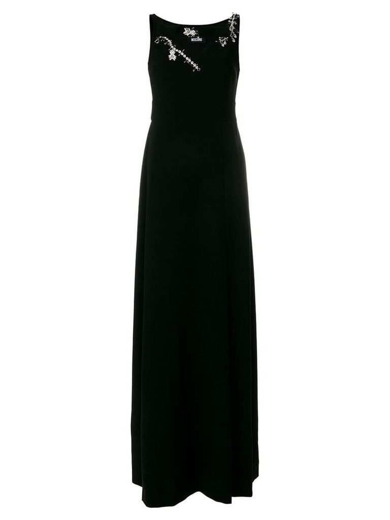 Boutique Moschino embellished neck gown - Black