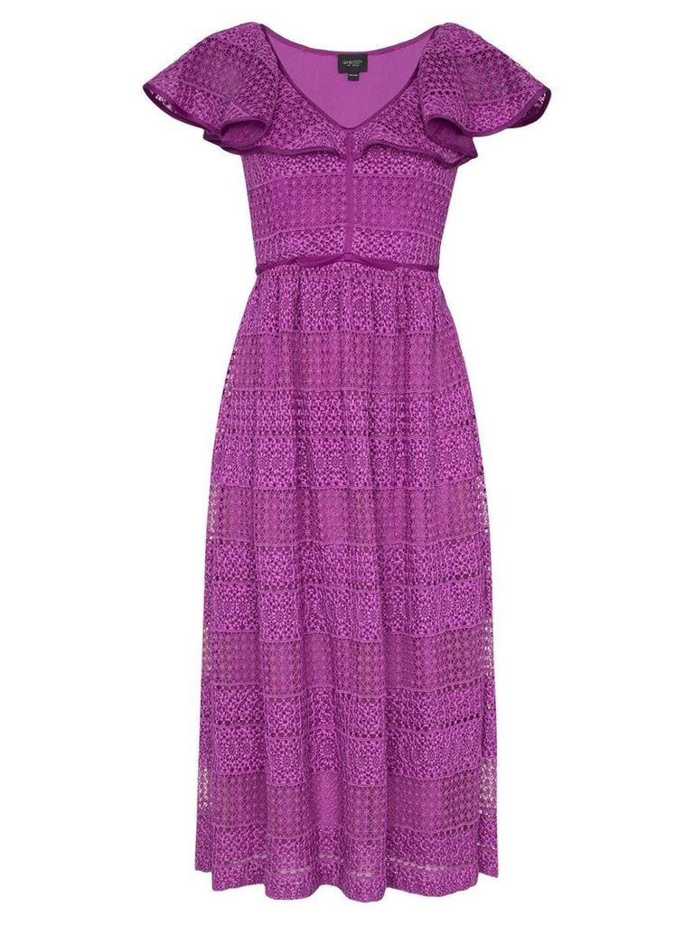 Giambattista Valli V-neck ruffle silk cotton blend dress - Pink