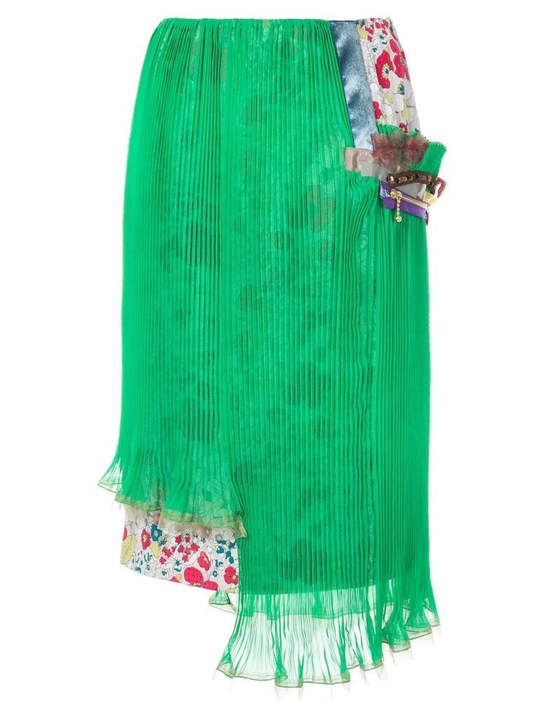 Kolor double layer pleated skirt - Green