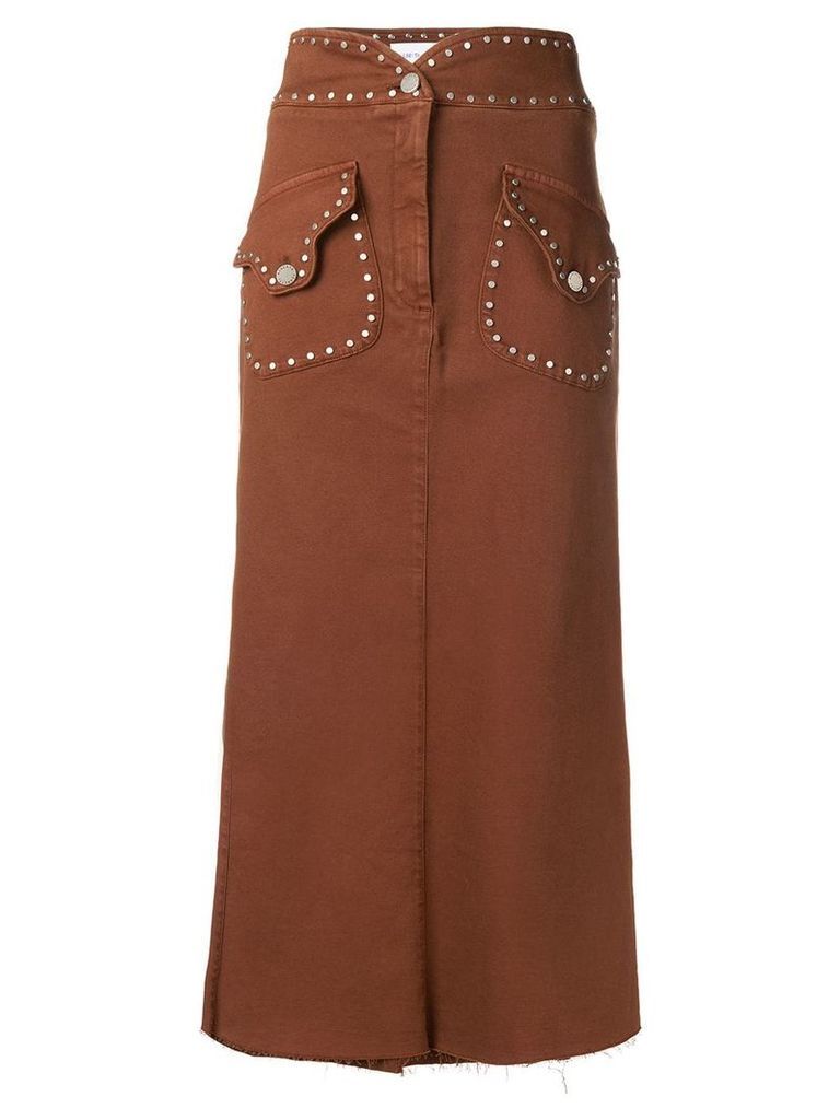 Alberta Ferretti stud-embellished midi skirt - Brown