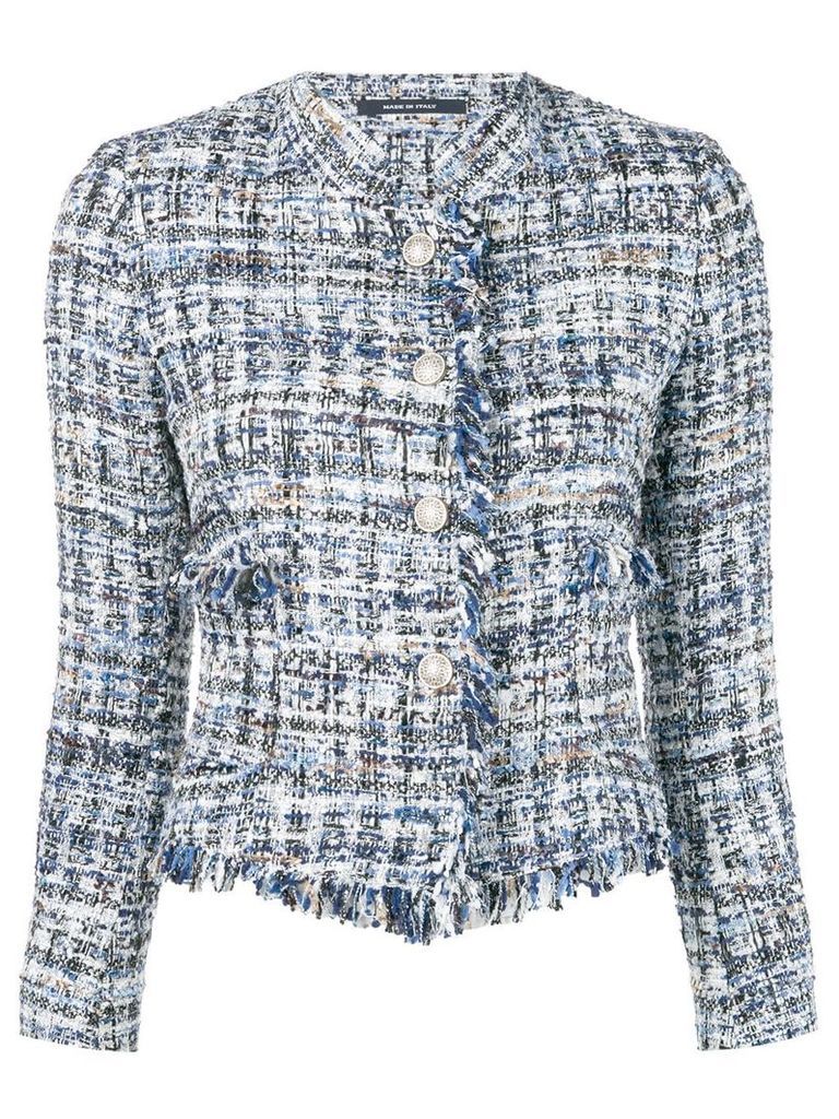 Tagliatore fringed tweed jacket - Blue