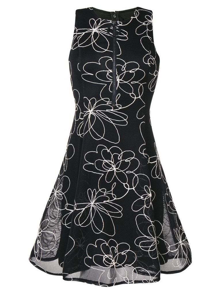 DKNY flower detail flare dress - Black