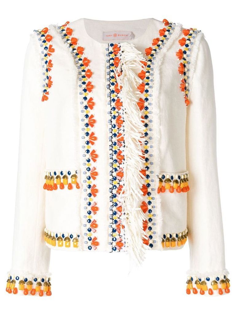 Tory Burch beaded fitted jacket - Neutrals