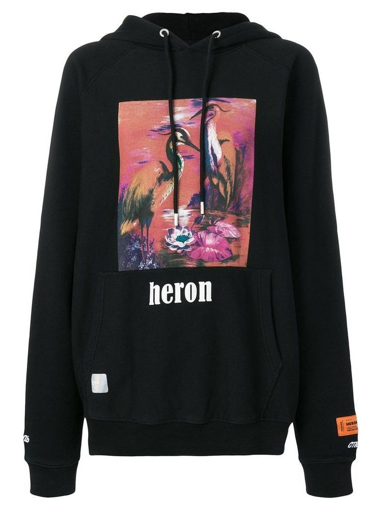 Heron Preston graphic print hoodie - Black